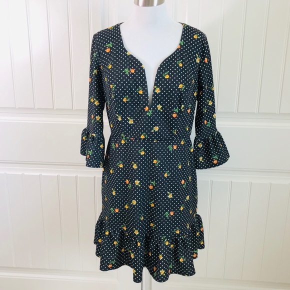 ASOS Dresses & Skirts - ASOS Floral & Polka Dot Print Black Ruffle Dress